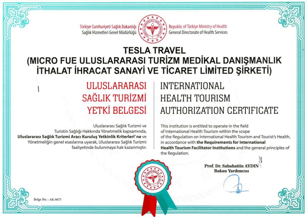 Tesla Travel Health Tourism Authorization Certificate